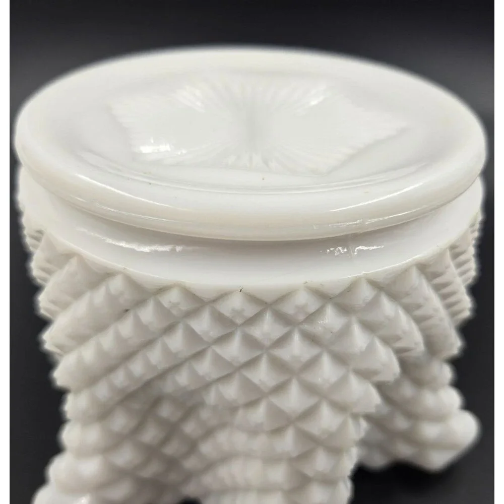 Vintage Westmoreland Milk Glass Quilted Diamond Hobnail Fluted Vase 5”